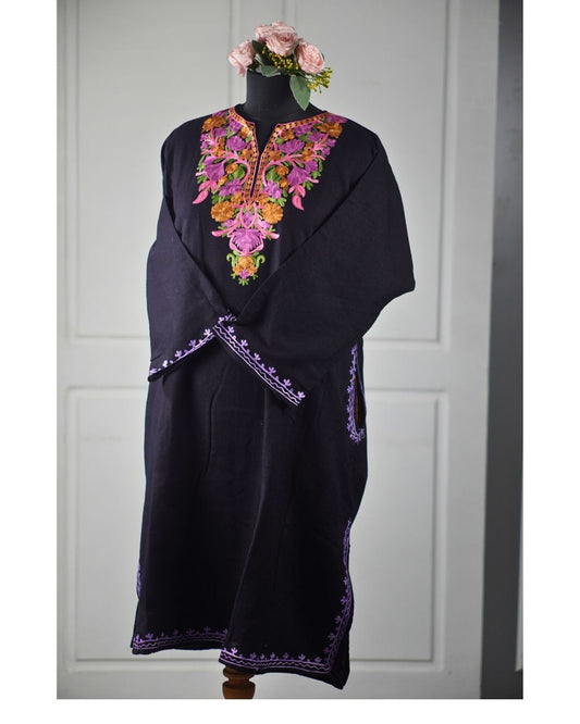 Kashmiri Aari Embroidered Phiran – Light Blue, Pink & Purple | Eclipse