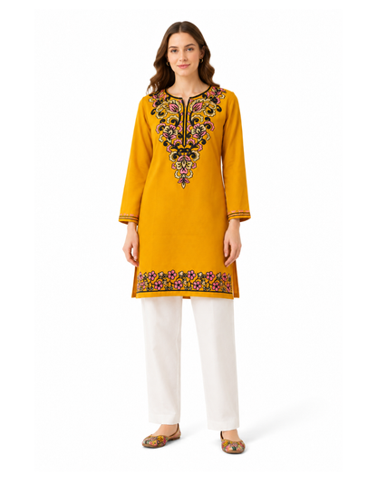Noor : Aari embroidery summer kurti | Gold
