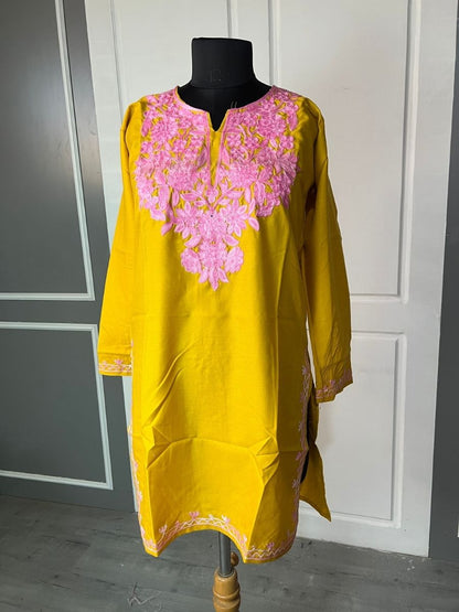 Noor : Aari embroidery summer kurti | Gold