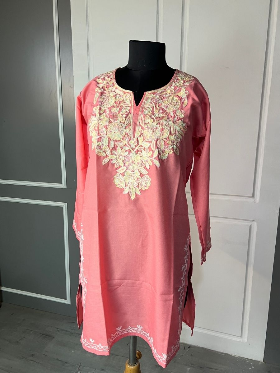 Noor : Aari embroidery summer kurti | Red Rose