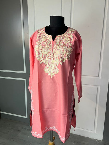 Noor : Aari embroidery summer kurti | Red Rose