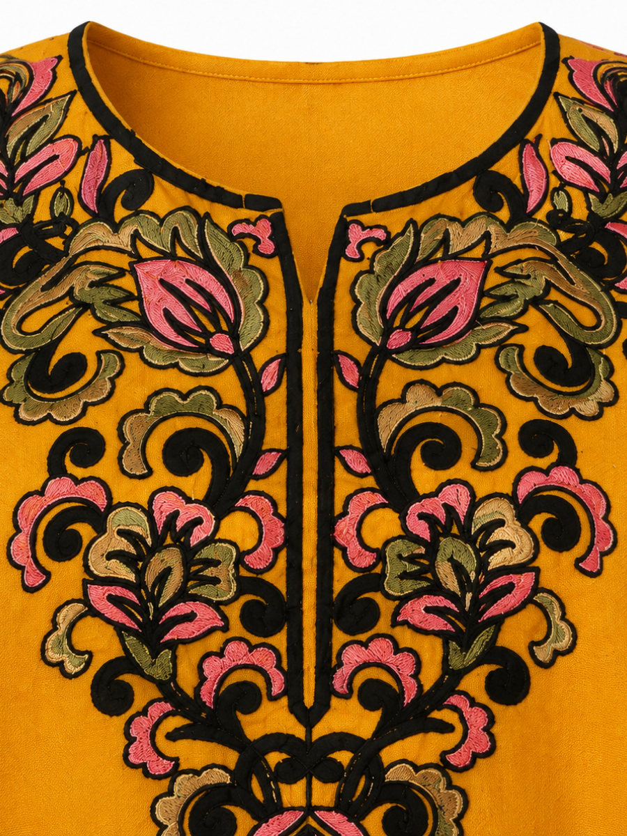 Noor : Aari embroidery summer kurti | Gold