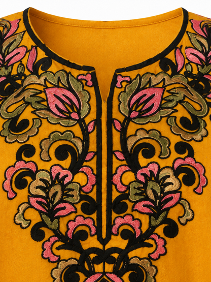 Noor : Aari embroidery summer kurti | Gold
