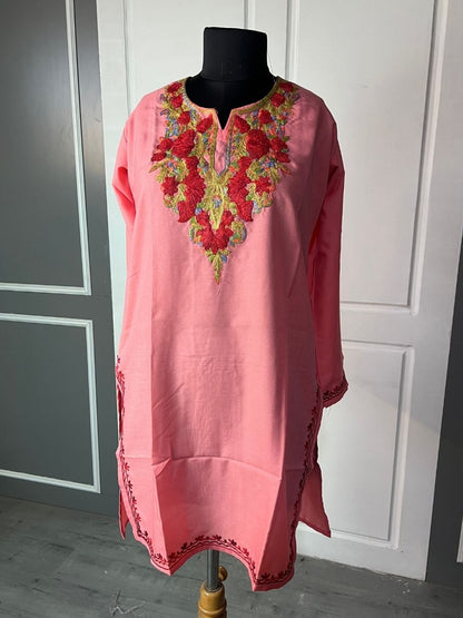 Noor : Aari embroidery summer kurti | Red Rose