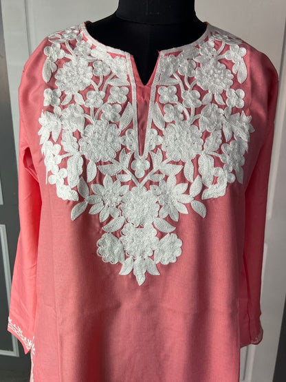 Noor : Aari embroidery summer kurti | Red Rose