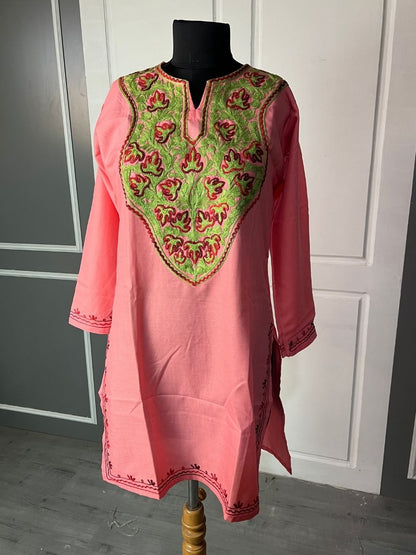 Noor : Aari embroidery summer kurti | Red Rose