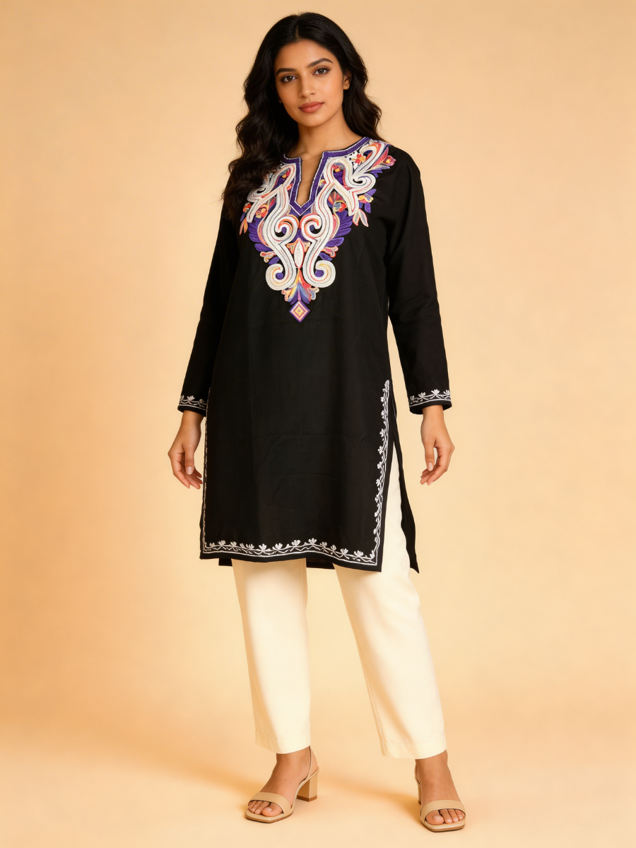 Noor : Aari embroidery summer kurti | Ebony