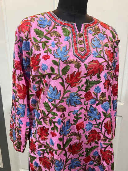 Noor : chinar embroidery summer kurti | pink