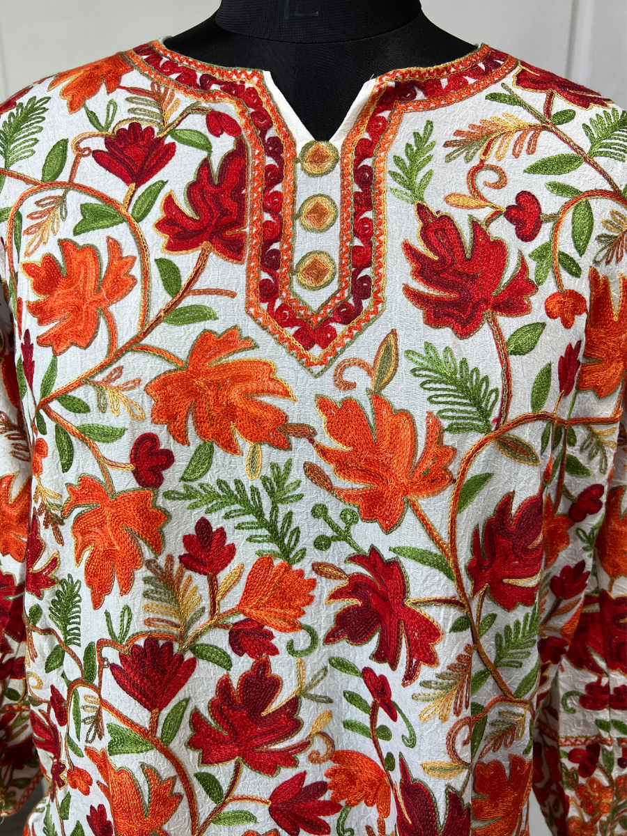 Noor : chinar embroidery summer kurti | Light Gray