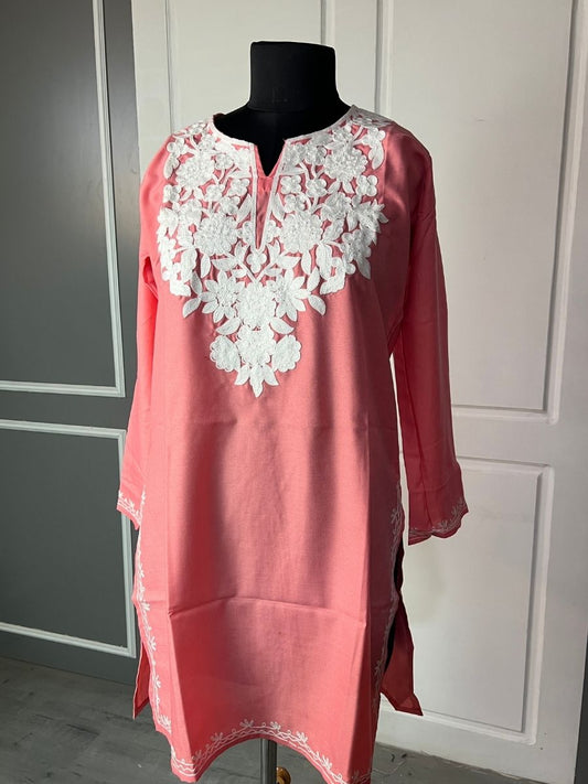 Noor : Aari embroidery summer kurti | Red Rose