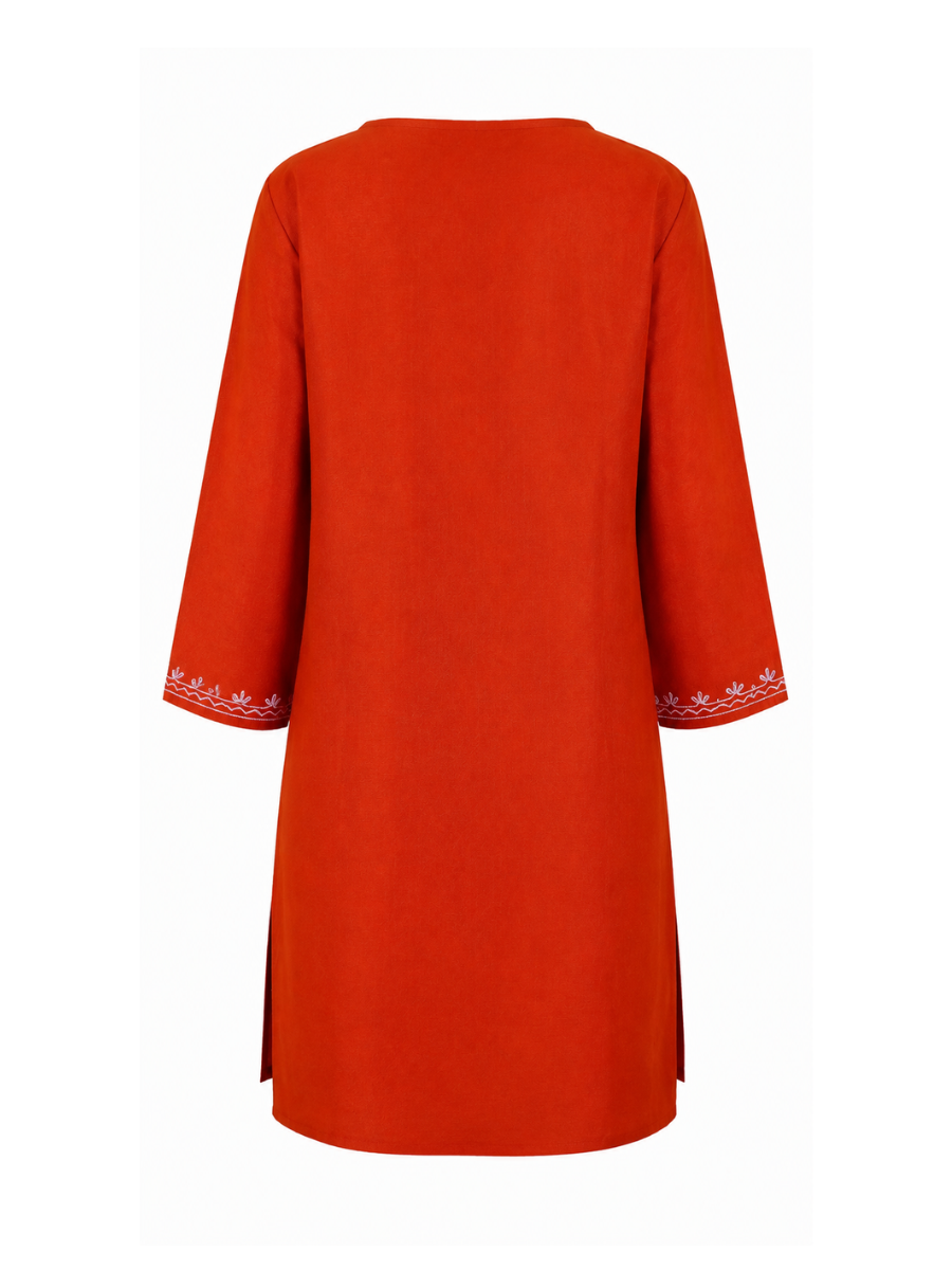 Noor : Aari embroidery summer kurti | Red