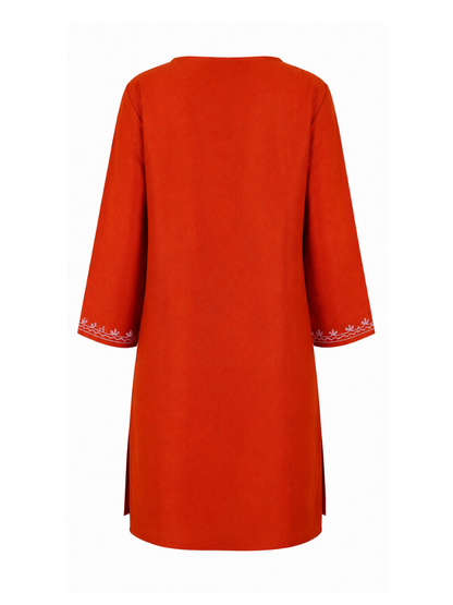 Noor : Aari embroidery summer kurti | Red