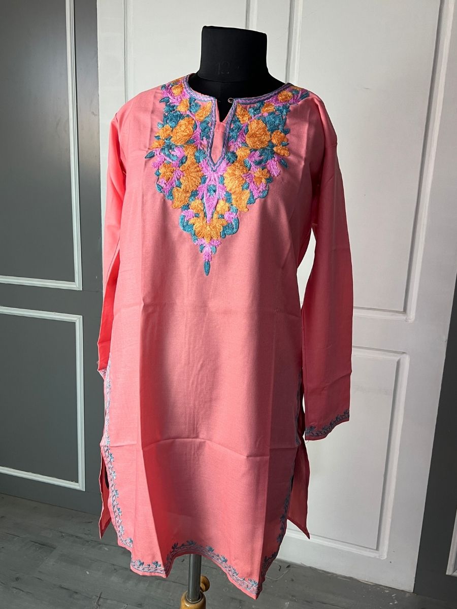 Noor : Aari embroidery summer kurti | Red Rose