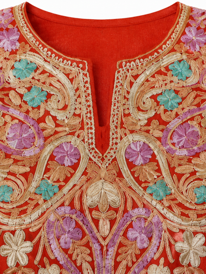 Noor : Aari embroidery summer kurti | Red