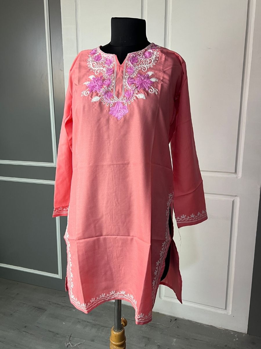 Noor : Aari embroidery summer kurti | Red Rose
