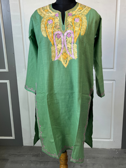 Kashmir Aari cotton Co-Ord Set | Dark Green