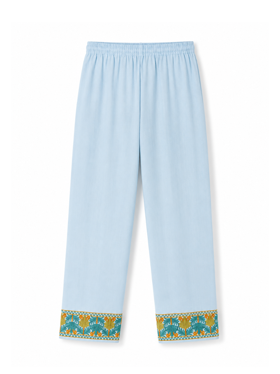 Noor : Kashmiri Aari embroidery summer Co-Ord Set | Aqua