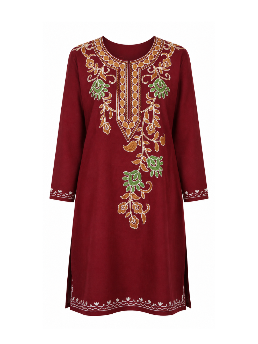 Noor : Aari embroidery summer kurti | Plum
