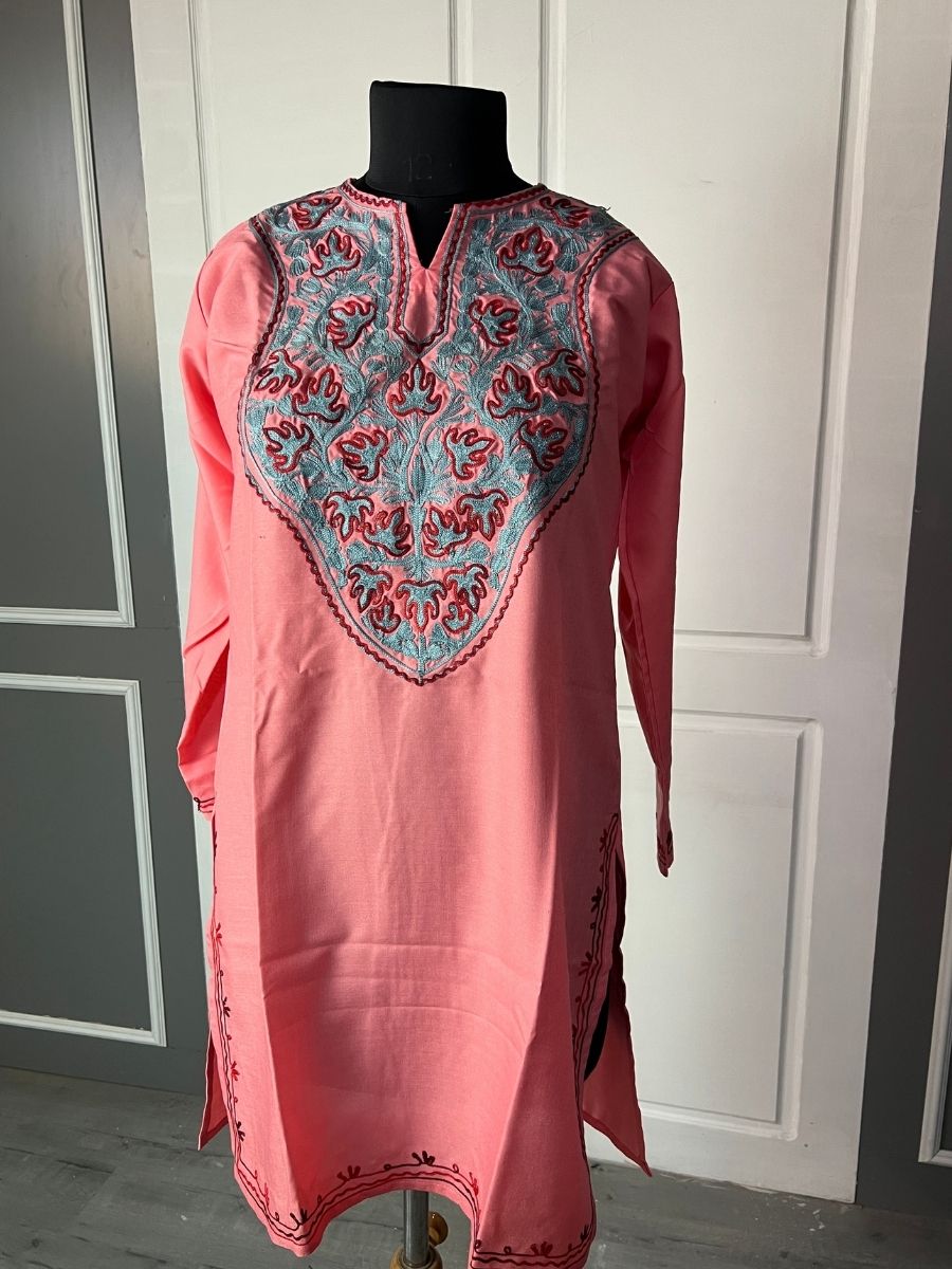 Noor : Aari embroidery summer kurti | Red Rose