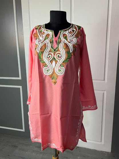Noor : Aari embroidery summer kurti | Red Rose