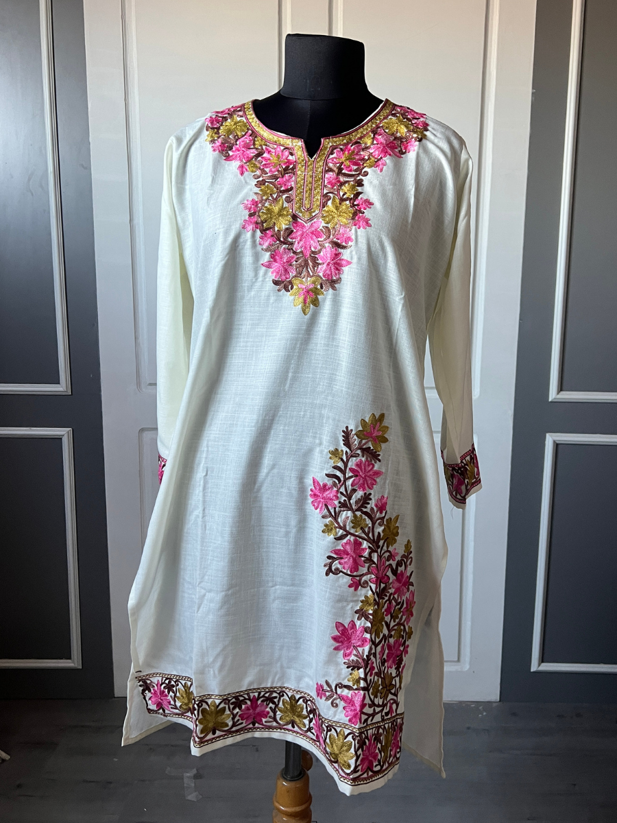 Kashmir Aari cotton Co-Ord Set | Light Gray