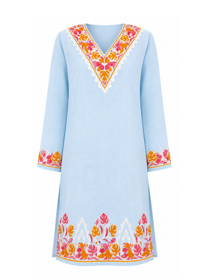 Noor : Kashmiri Aari embroidery summer Co-Ord Set | Aqua