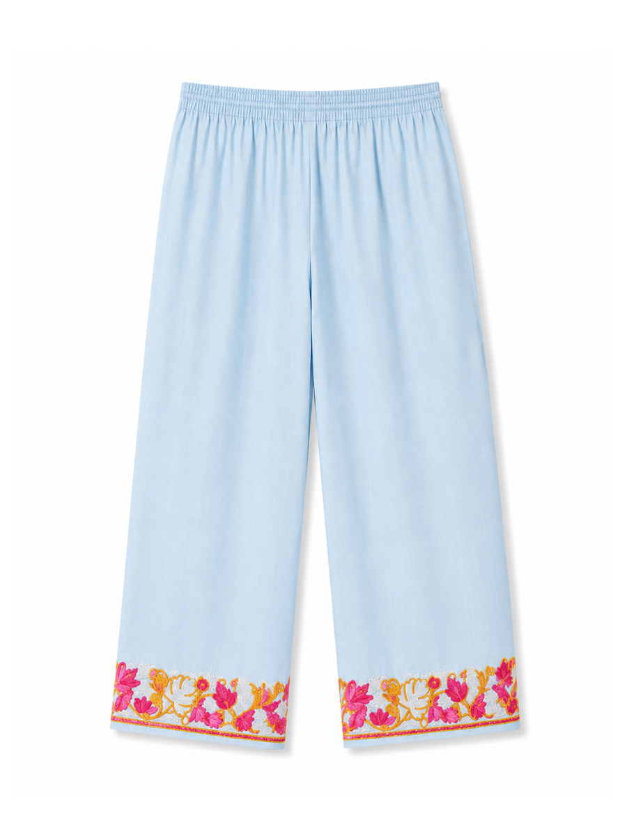 Noor : Kashmiri Aari embroidery summer Co-Ord Set | Aqua