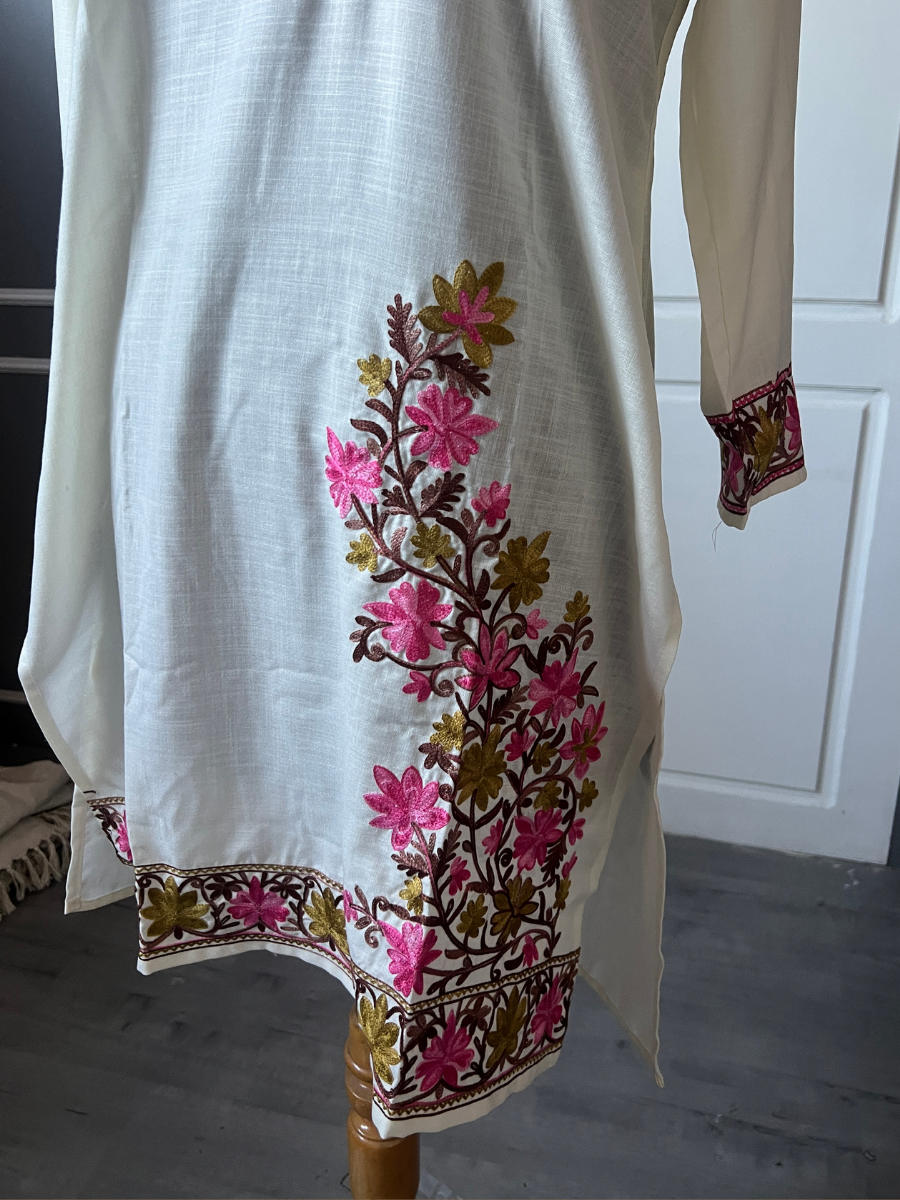 Kashmir Aari cotton Co-Ord Set | Light Gray