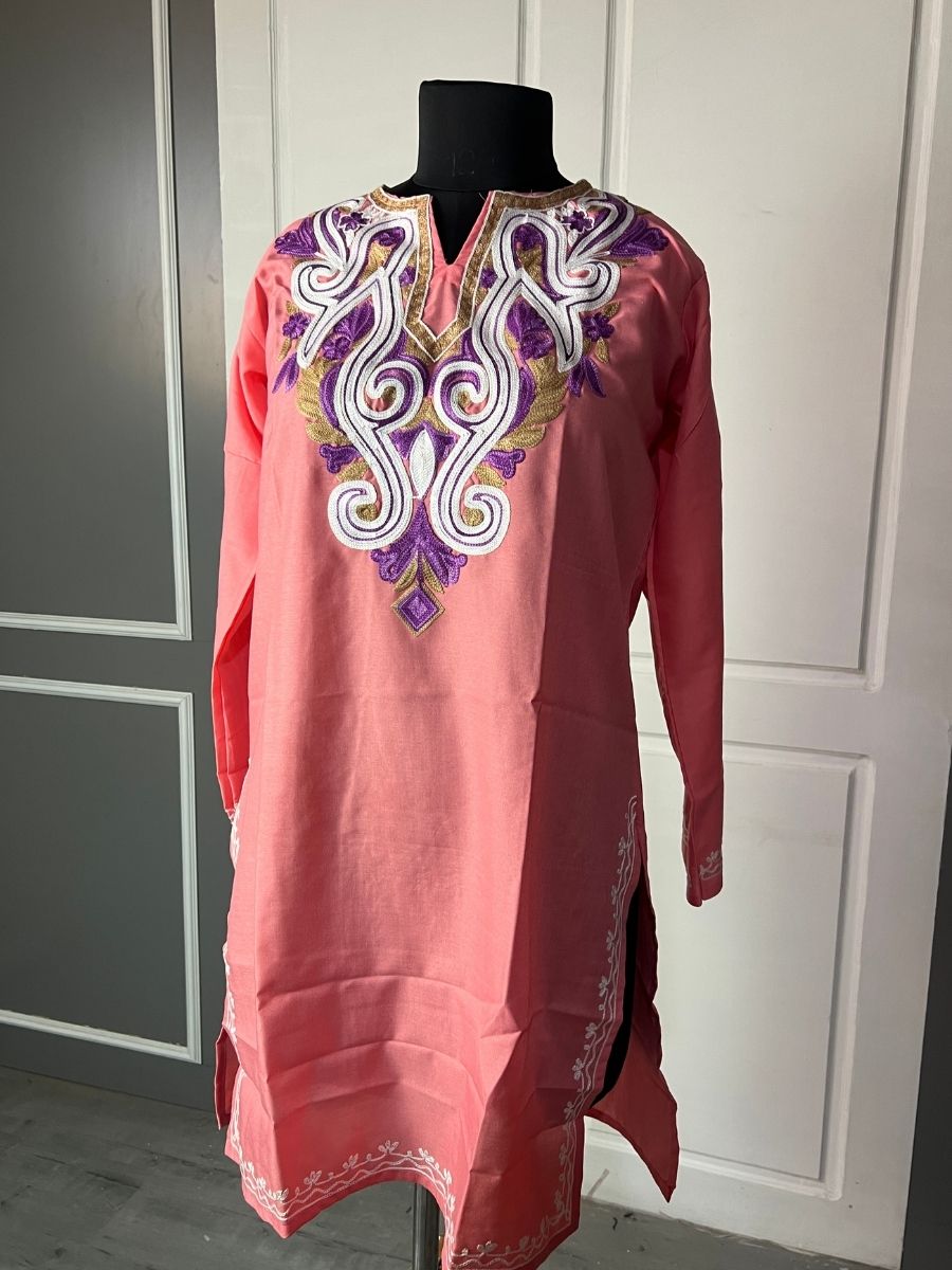 Noor : Aari embroidery summer kurti | Red Rose