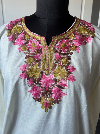 Kashmir Aari cotton Co-Ord Set | Light Gray