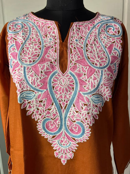 Noor : Aari embroidery summer kurti | Bronze