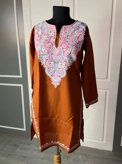 Noor : Aari embroidery summer kurti | Bronze