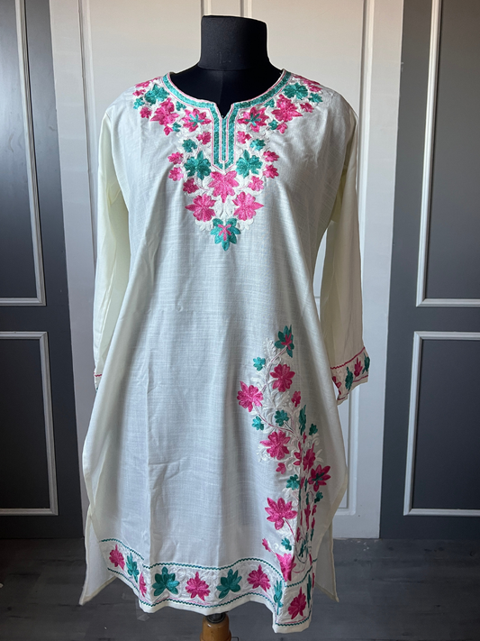 Kashmir Aari cotton Co-Ord Set | Light Gray