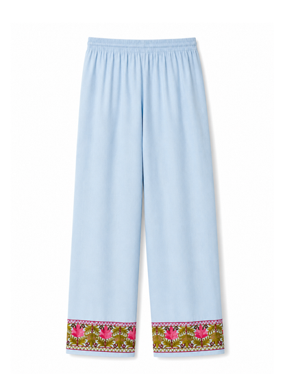 Noor : Kashmiri Aari embroidery summer Co-Ord Set | Aqua
