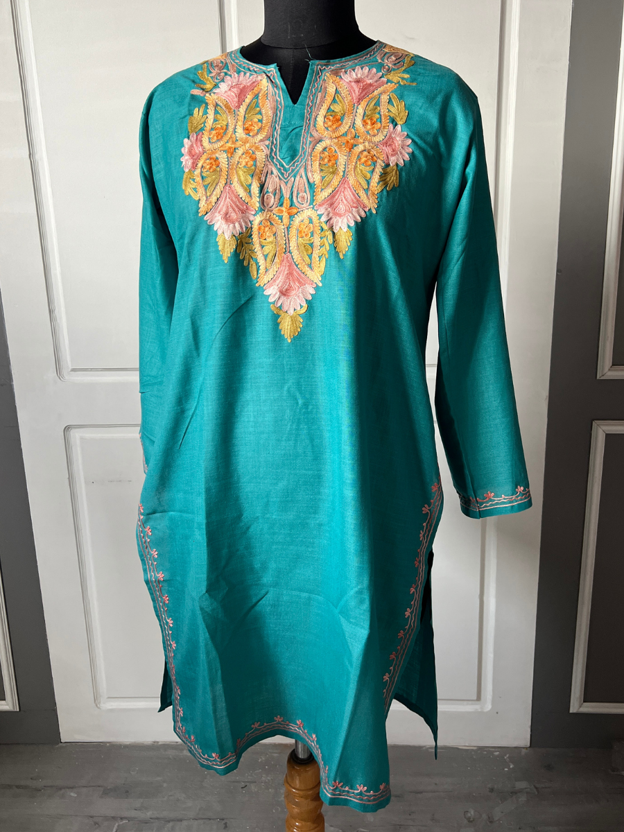 Kashmir Aari cotton Co-Ord Set | Dark Teal