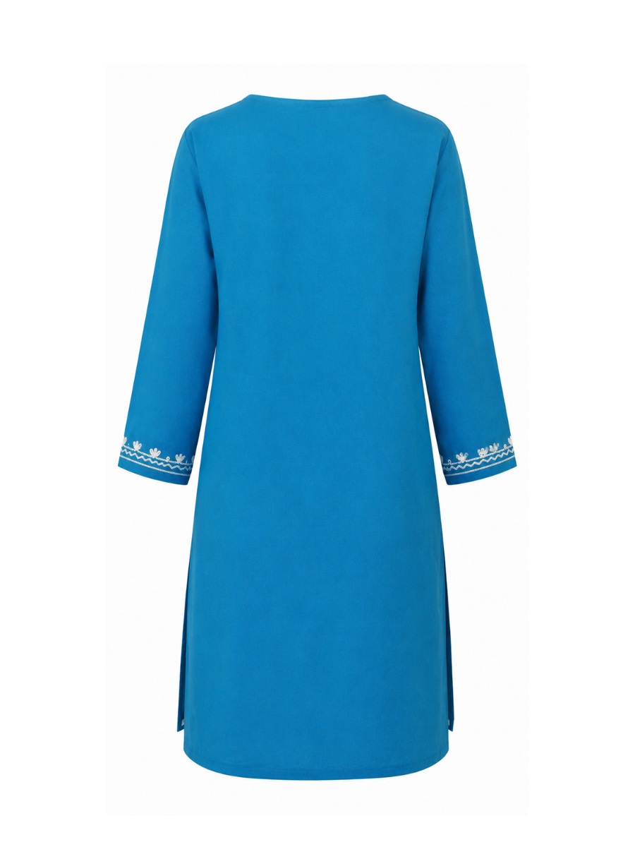 Noor : Aari embroidery summer kurti | Dark Teal