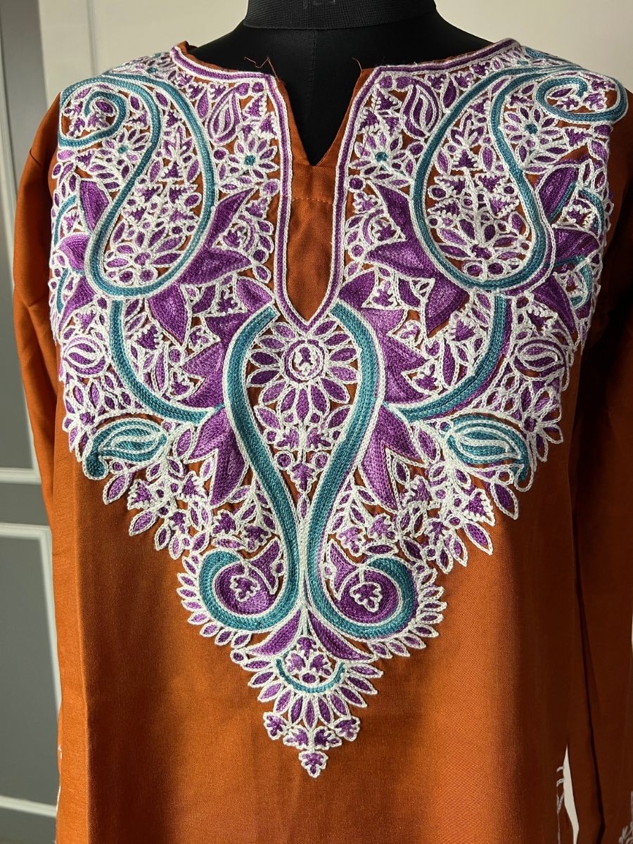 Noor : Aari embroidery summer kurti | Bronze