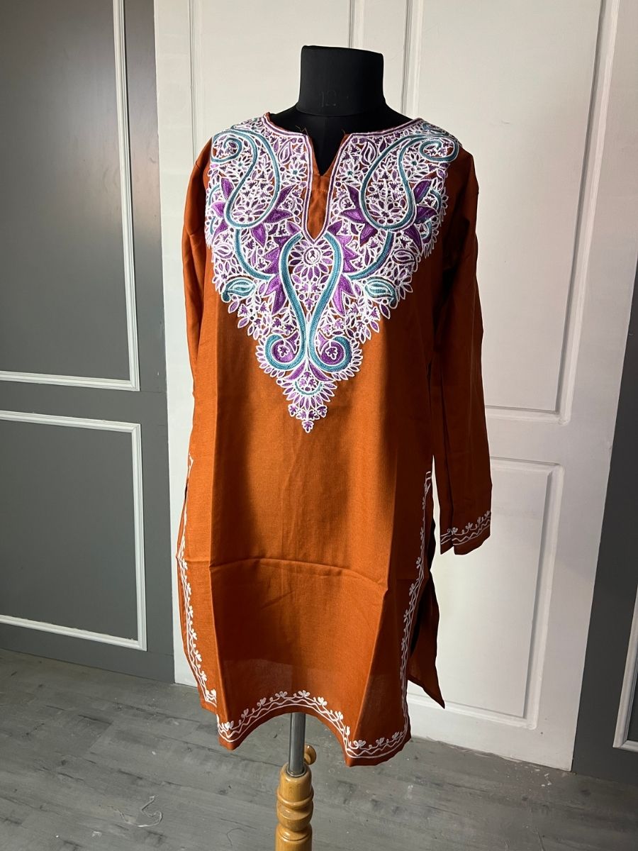 Noor : Aari embroidery summer kurti | Bronze