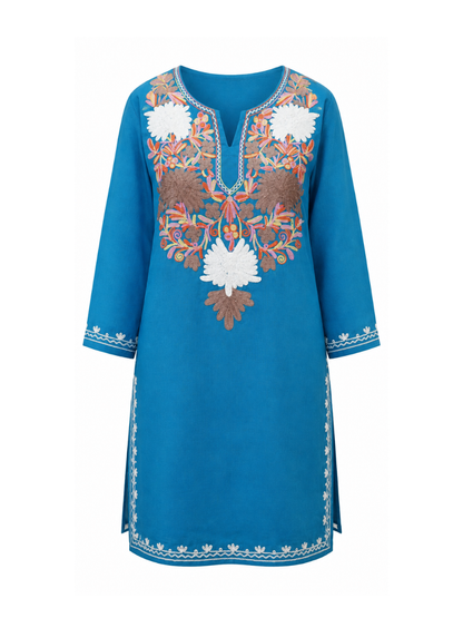 Noor : Aari embroidery summer kurti | Dark Teal