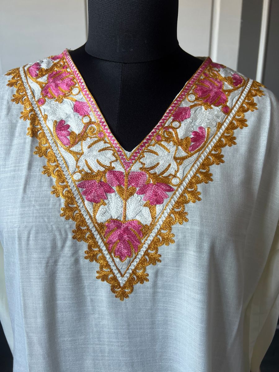 Kashmir Aari cotton Co-Ord Set | Light Gray