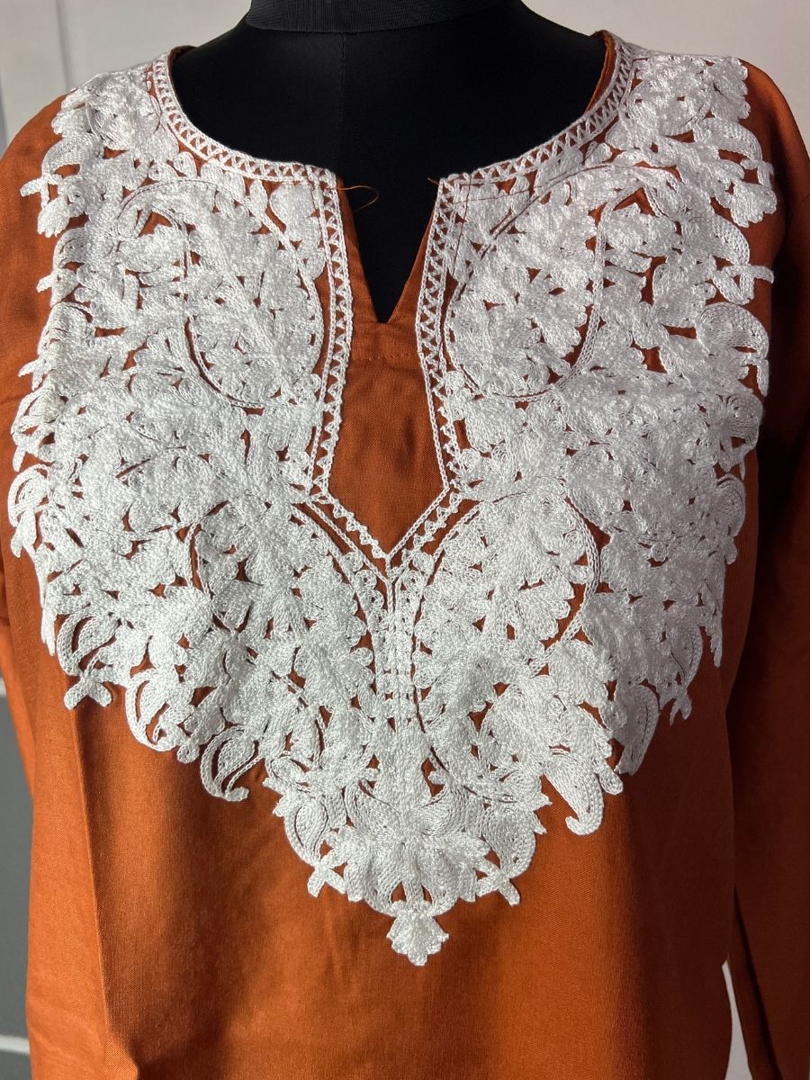 Noor : Aari embroidery summer kurti | Bronze