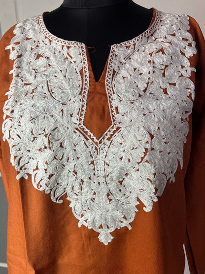 Noor : Aari embroidery summer kurti | Bronze