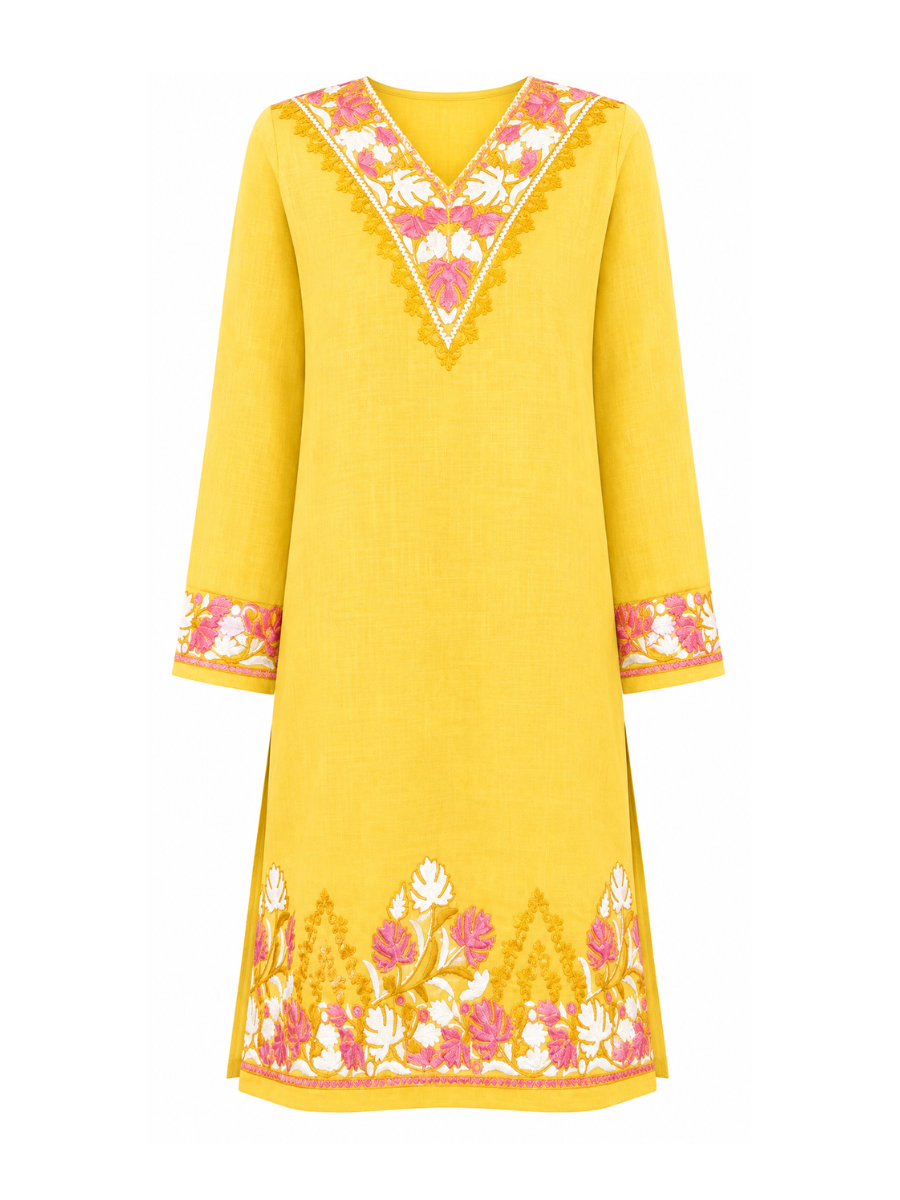 Noor : Aari embroidery summer Co-Ord Set | Gold
