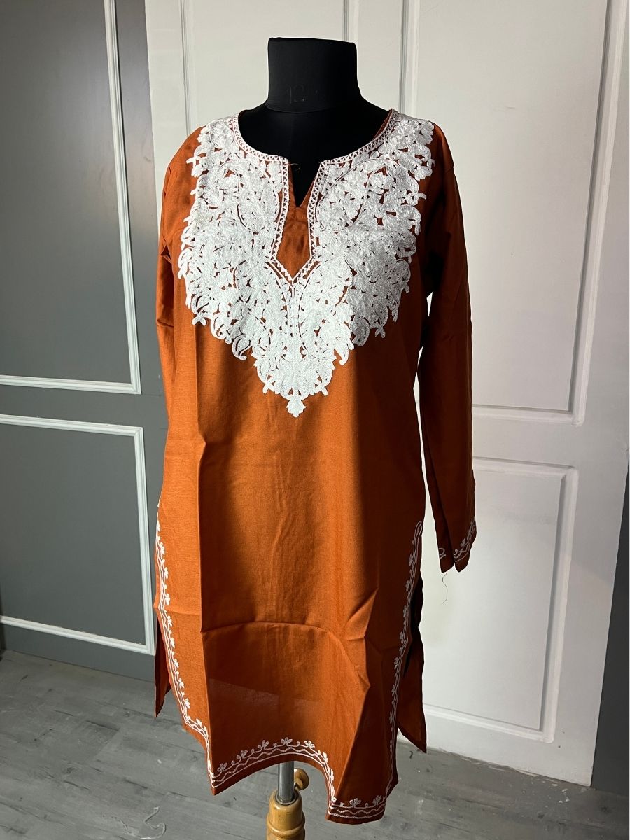 Noor : Aari embroidery summer kurti | Bronze