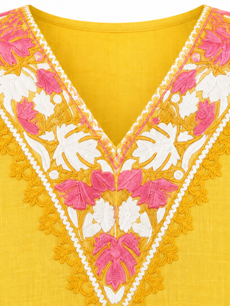 Noor : Aari embroidery summer Co-Ord Set | Gold