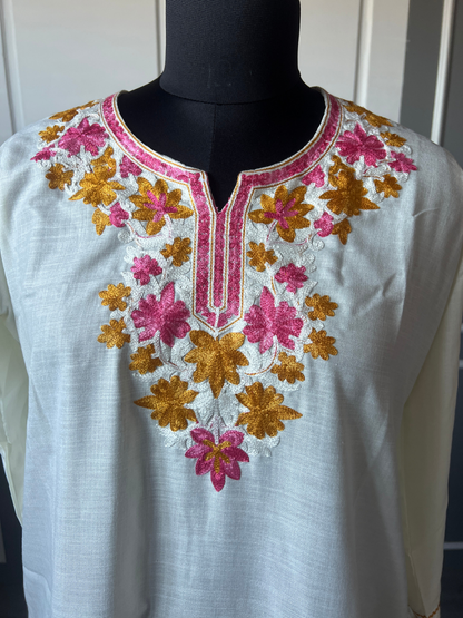 Kashmir Aari cotton Co-Ord Set | Light Gray