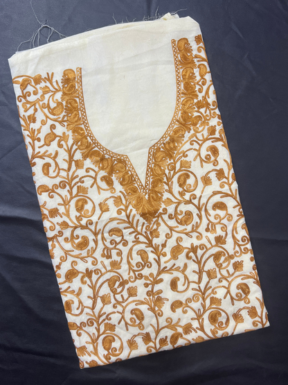 Kashmiri Botti Aari 2 Piece Unstitched Suit  | Light Gray