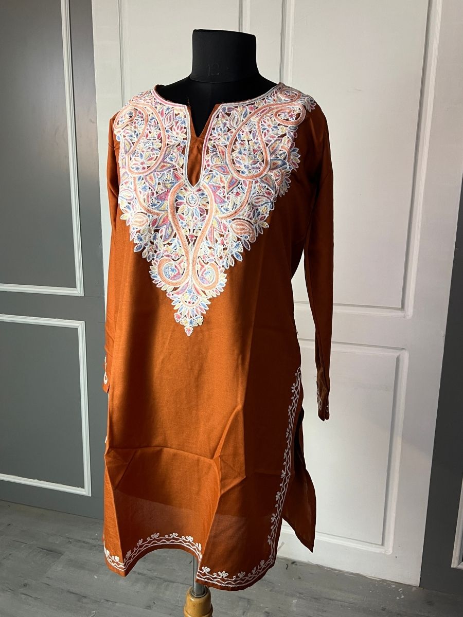 Noor : Aari embroidery summer kurti | Bronze