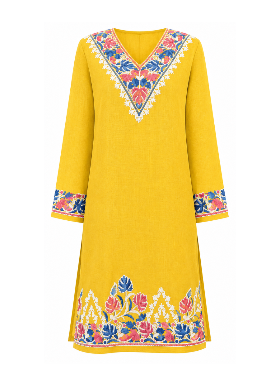Noor : Aari embroidery summer Co-Ord Set | Gold