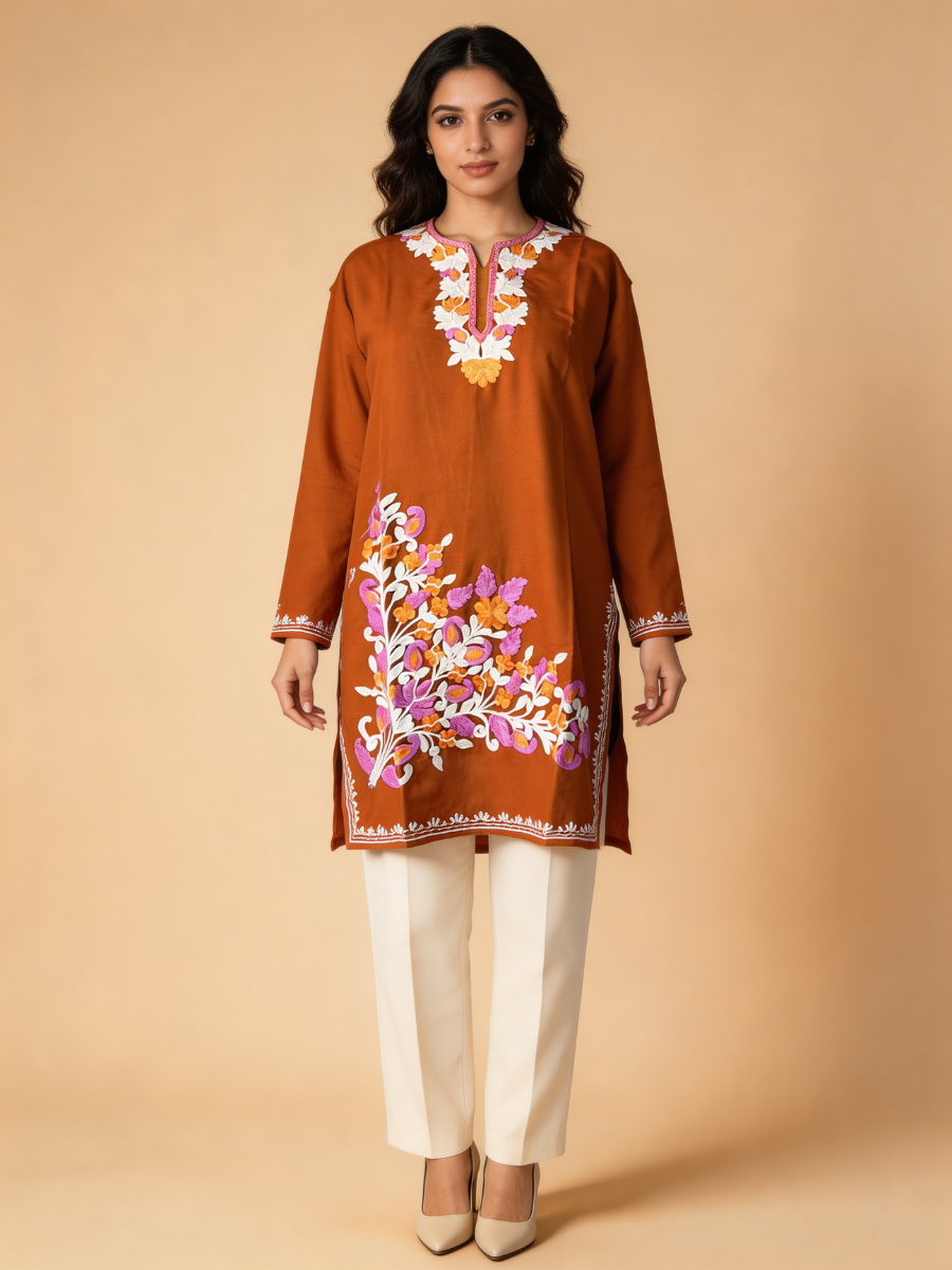 Noor : Aari embroidery summer kurti | Bronze